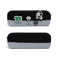 Miniso Series Holey Pencil Case. Made Of Silicone Material, Soft, Wear-Resistant, And Easy To Clean. The Surface Of The Pencil Case Is Dotted With Regular Small Holes, Adding A Unique Design Sense (1 PC) - Black - View 7