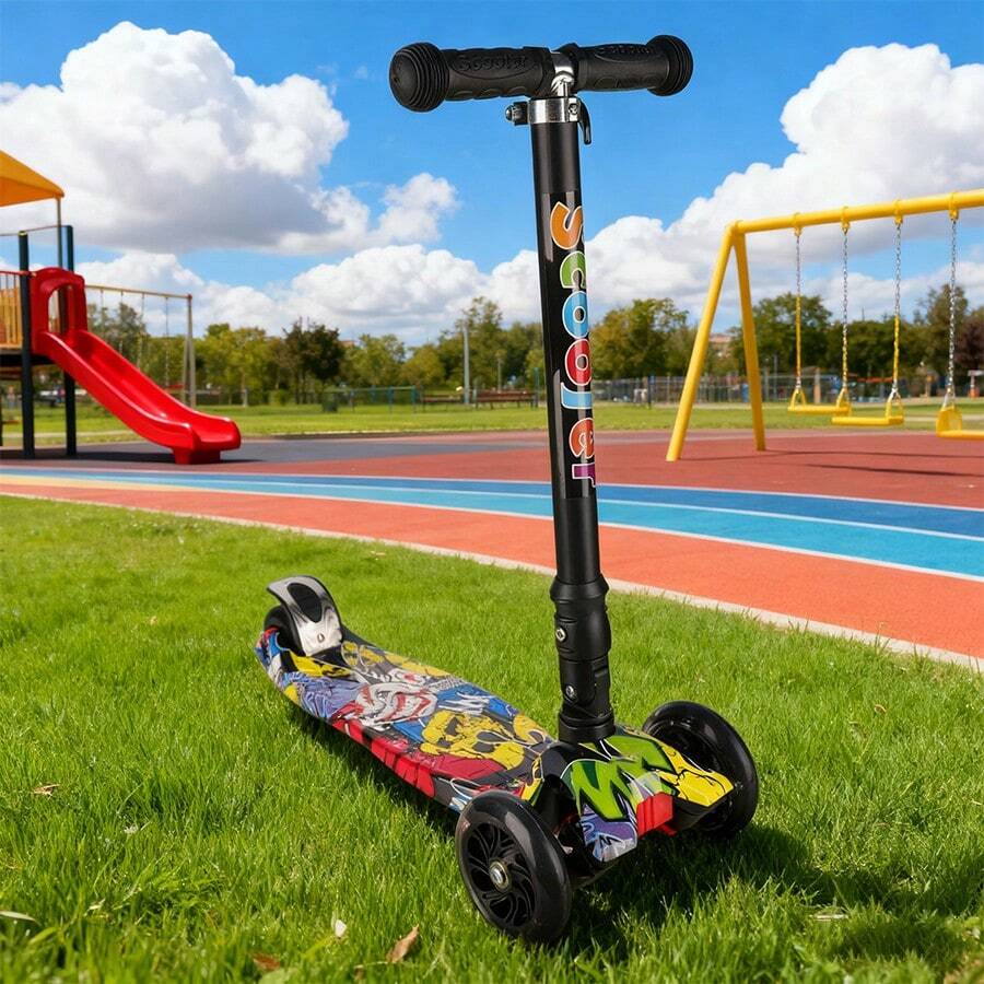 2-in-1 Foldable Scooter & Skateboard for Kids Ages 3-12 with 4-Speed Adjustment, Non-Slip Platform - Pink, Lightweight & Durable Design, Perfect Halloween & Valentine's Day Gift, Outdoor Play, Festive Style, Sturdy Construction, 110-Pound Capacity