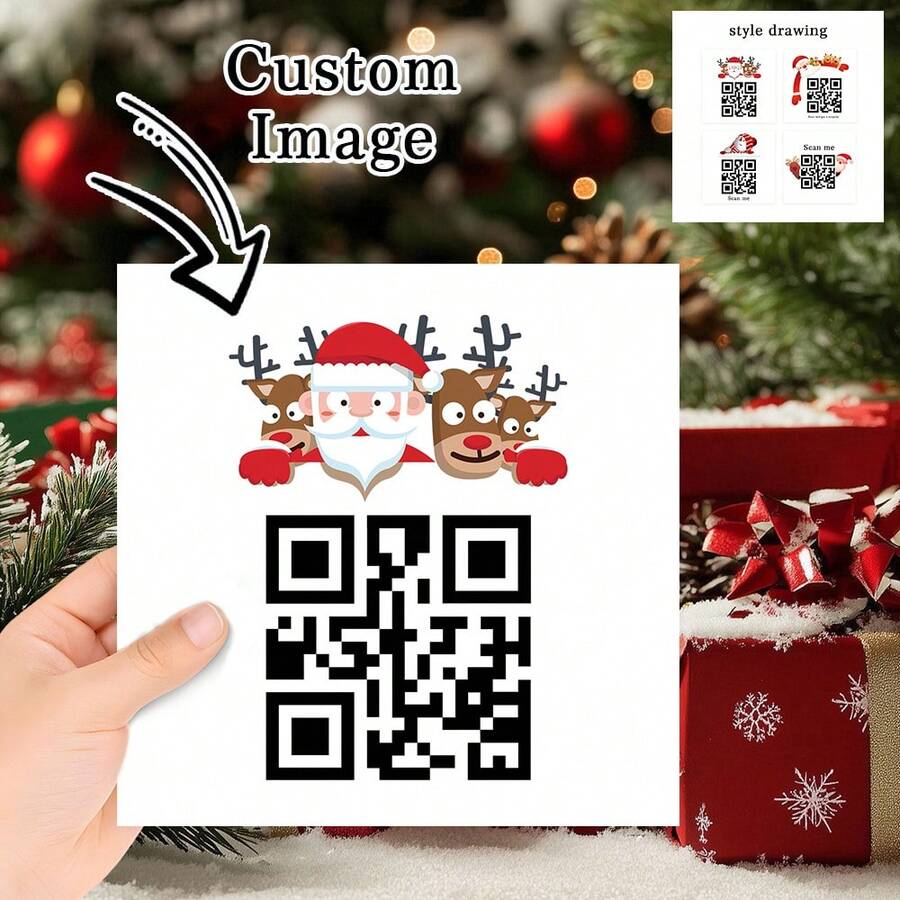 Customized Cards, Christmas Cards, Christmas Event Cards, Gift Cards, Discount Cards, Customized Greeting Cards, Customized QR Codes, Customized Payments, Customized Coupons, Customized Event Cards, Customized Counter Cards, Birthday, Party, Holiday, Wedding, Confession, Table Cards - Christmas QR Code Card - View 1