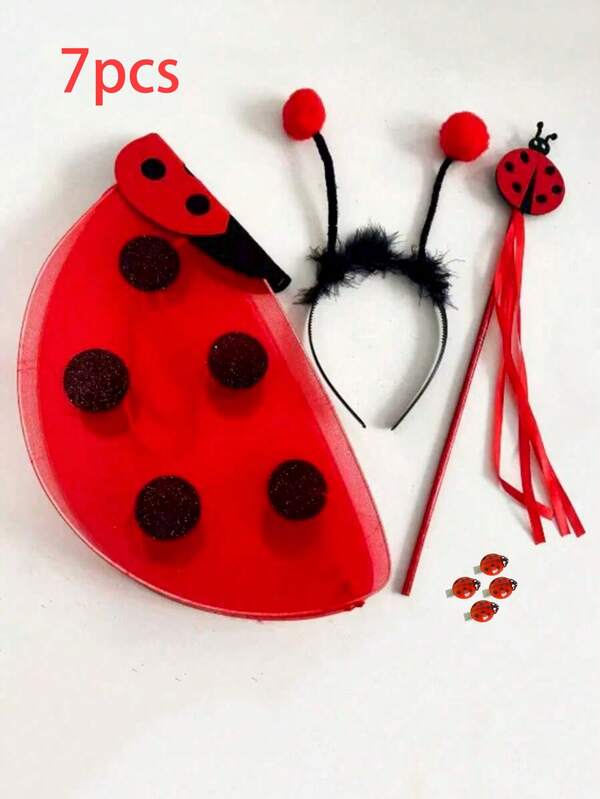 Tiara com Antena de Borboleta, Tiara com Antena de Joaninha, Acessório de Fantasia de Joaninha em Plástico, Acessórios de Fantasia para Todos os Tipos de Carnavais, Natal e Festas com Tema, Festa de Fantasia, Presentes com Asa, Fantasia Elegante para Baile de Formatura Vermelho/Preto (Tamanho Único)