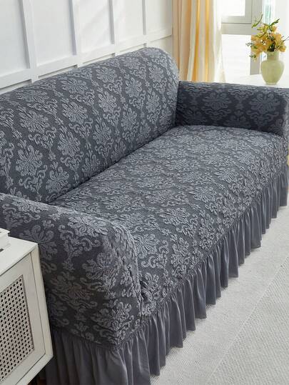 1pc Jacquard Skirt Style Elastic Sofa Cover Thicken Anti-Slip Sofa Slipcovers For Living Room Bedroom Outdoor Sofa Protection Pet Stain Prevention 4-Season Sofa Seat Cushion Cover For L-Shaped Single Seat Recliner And 1/2/3/4 Seater Sofas Autumn Home Decor Sofa Throw Cover All Seasons Easy To Install And Remove