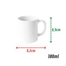 Kit de 6 Canecas Porcelana Lisa Branca 300ml - Branco - Visão 2