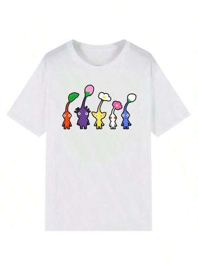 Kawaii Pikmin T Shirt Men Funny TShirt Harajuku Cute Cartoon Graphic Tshirts Summer Breathable Comfortable Tee Hombre Oversized