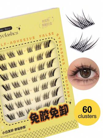 120 st. C-Curl tecknade ögonfransar, limfria, hög volym, lösögonfransar i rävstil, naturliga och förlängande korta frisyrer, 3 sekunders applicering, självhäftande varm gelremsa, subtila klusterögonfransar, ögonfransförlängningsverktyg, lämplig för lätt smink, dejter, utflykter och hemmabruk, sydostasiatiska ögonfransar