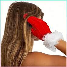 Nuevo estilo 2025: Un par de diademas con cuernos y renos elegantes y lindos, un par de guantes rojos y una diadema con reno y copos de nieve. Conjunto para fiesta de Navidad