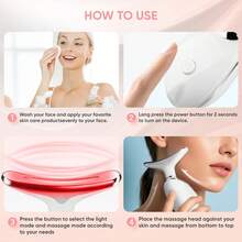 Belovedone Neck & Face Massager, Neck Beauty Device, 3 Intensity Levels & Constant Temperature Massage & 3 Color Modes Neck & Face Beauty Device, Reduces Fine Lines & Lifts Sagging Skin, Heating Vibration Skin Rejuvenation Lifting Beauty Instrument, Suitable For Home Facial Care Machine - White - View 6