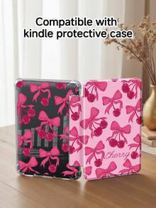 Rose Bow Cherry Dual-Sided Acrylic Crystal Protective Case, Compatible With IPad 10th Gen, IPad 10.2/IPad Mini 6/IPad Mini 7/9.7", Galaxy Tab A8 8.7", 3+Y Foldable Anti-Bend Design, Compatible With Kindle Paperwhite 12th Gen (2024), Silicone Reinforced Corners, Auto Wake/Sleep Function, Great Gift For Holidays