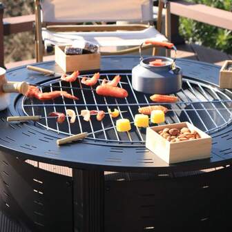 Round Stove Cooking Tea Round Barbecue Stove Table Smokeless Charcoal Rack Full Set Of Heating Brazier Wood Home Courtyard Outdoor