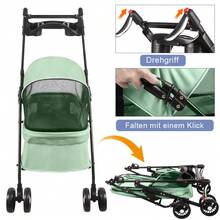 Carrito plegable 2 en 1 para perros y gatos, con ventana de malla y portavasos, ideal para perros y gatos pequeños. - Verde - Ver 6