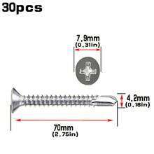 براغي ذاتية الثقب بكميات كبيرة، براغي رأس مسطح مخروطي، براغي ذاتية التثبيت، براغي ذيل ثقب متقاطع M4.2، براغي ذاتية الثقب مخروطية مطلية بالحديد المُصلّد - الأسود - مشاهدة 10