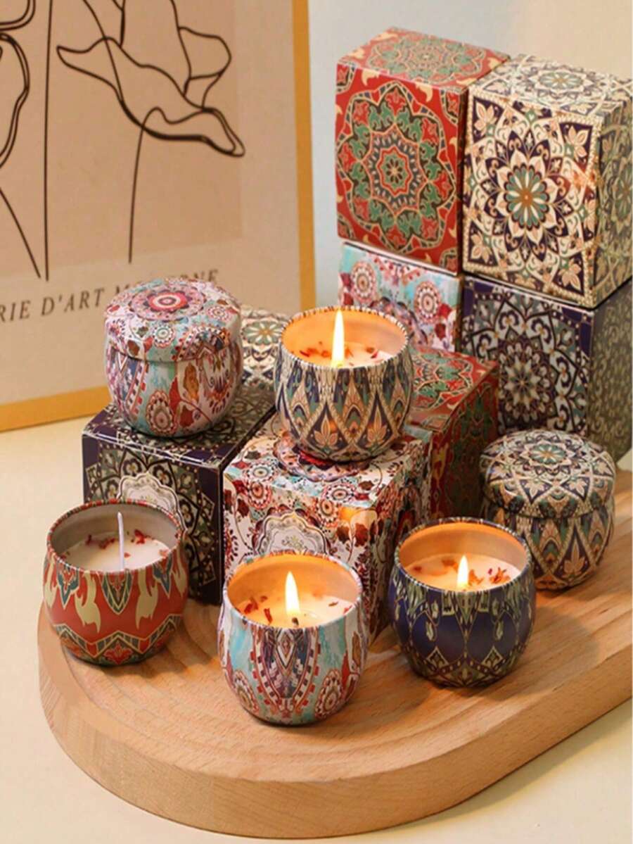 Scented Candles, Jar Candles, Handmade Soy Wax Candle Holders, Wedding & Holiday Decor, Perfect Gifts For Family & Friends, Birthday, Valentine's Day Or Mother's Day Travel Tin Candles, Aromatherapy Gift Set, Christmas, Candles, Gifts For Her (Random Color)