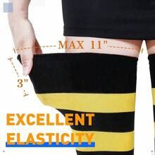 Kayhoma Extra Long Cotton Stripe Thigh High Socks Over The Knee High Socks{"Size_name":"Medium","Color_name":"Black/Yellow"} - 黑色/黃色 - 查看 5