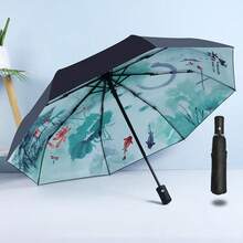 1pc Automatic Vintage Folding Lightweight Compact All-In-One 5-Fold 2-In-1 Sun And Rain Umbrella, Sun Protection Umbrella With UV Protection, Foldable, Portable And Compact, Perfect For Outdoor Activities And Travel - Multicolor - View 13