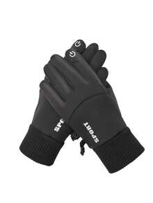 Universal Winter Outdoor Sports Riding Warm Gloves For Men And Women, Letter Decoration, Windproof, Waterproof, Inner Lining For Warmth, Touchscreen Compatible, Winter Fleece, Driving, Hiking, Motorcycle, Warm Gloves.