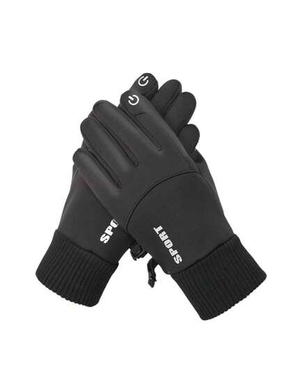 Universal Winter Outdoor Sports Riding Warm Gloves For Men And Women, Letter Decoration, Windproof, Waterproof, Inner Lining For Warmth, Touchscreen Compatible, Winter Fleece, Driving, Hiking, Motorcycle, Warm Gloves.