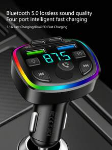 MP3 Player, FM Radio, Bluetooth 5.0 Audio Transmission Car Charger, Supports QC3.0 Dual Port Fast Charging, Smart Memory Of Last Playback Progress, CD-Level Audio Quality With Dual-Mode Anti-Interference Chip. Cigarette Lighter Plug-In Design Fits 99% Vehicles, LED Voltage Display Screen. (Please Check Details Carefully Before Purchase...) - Black - View 3