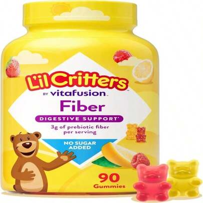 L'il Critters Fiber Daily Gummy Supplement For Kids, For Digestive Support, Berry And Lemon Flavors, 90 Gummies