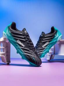 STARNOVO Unisex Neue Niedrig-Top Schnürschuhe mit langen Stollen, Outdoor Fußballschuhe für Rasen, geeignet für tägliche Fußballspiele und Training, geeignet für alle Jahreszeiten, Fußballschuhe für Frauen - Schwarz - Übersicht 3