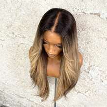 Ombre Brown Roots Ash Blonde Wig Human Hair Brazilian Virgin 250 Density Straight Lace Front Wigs Human Hair For Women 13x4 HD Transparent Long Silky Straight Glueless Wigs Pre Plucked Bleached Knots - 根染&漸變色 - 查看 5