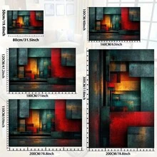 Extra Large Luxurious Thickened Soft Cushion, Modern Minimalist Style Geometric Color Block Patchwork Pattern Carpet, Available In Red, Green, Yellow, And Other Colors, Machine Washable, Soft And Comfortable Back, Lightweight - 彩色 - 查看 7