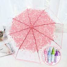 8 Fracture Folding Umbrella, Windproof And Rainproof. The Romantic Cherry Blossoms On The Umbrella Are A Highlight Of Fashion Matching And A Must-Have Tool For Photography. The PVC Material Has High Transparency And Clearer Field Of View - Multicolor - View 3