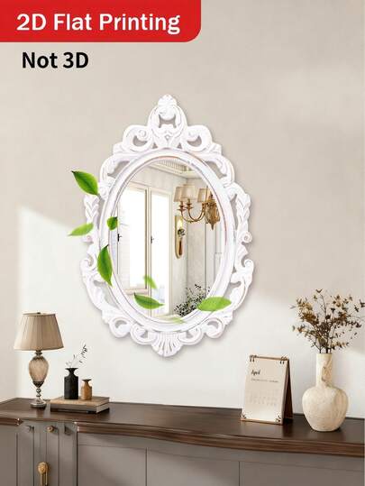 1pc Wall Mirror Oval Baroque Style Retro Makeup Mirror Can Be Wall Mounted Or Pasted Traditional Mirror Decoration Bathroom Bedroom Living Room Entrance Decoration Room Decoration