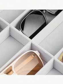 8-Slot Velvet Glasses & Jewelry Display Tray - Eyeglasses, Watch And Jewelry Storage Box - Unisex (8 Grids), 8 Grid Velvet Glasses And Jewelry Storage Tray, Polyester Fabric Eyeglasses And Accessories - E - View 9