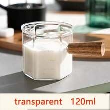 Taza medidora de café de vidrio FOME, jarra de leche de café, taza con de madera, taza medidora, jarra de leche graduada, suministros de cocina - verde claro - Ver 10