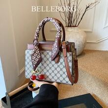 BELLEBORG 印花女士手提包和单肩包，简约实用，多功能 - 卡其色 - 查看 13