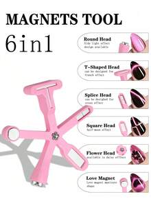 2个粉色3D心形美甲磁铁。9合1猫眼效果双线蛇纹花朵爱心法式美甲UV凝胶磁性指甲贴。多功能UV凝胶法式猫眼美甲工具磁铁，适用于家庭美甲沙龙DIY、美甲用品、美甲工具、返校季、美甲、假指甲、美甲和足疗工具。 - 粉色 - 查看 4