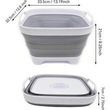 10L 2.64 Gallon Collapsible Dishpan With Draining - Foldable Washing Basin - Portable Dish Washing Tub - Space Saving Kitchen Storage Tray 1, Black - 2 + 白色/灰色 - 查看 2