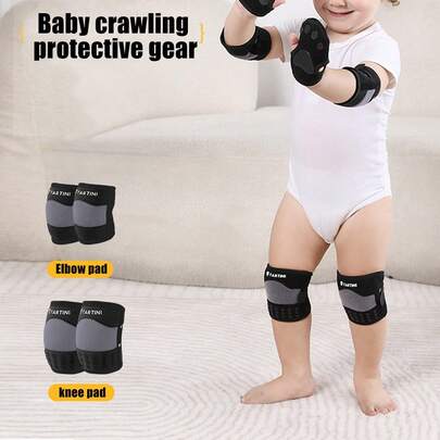 1 par de rodilleras y coderas ajustables para bebé para gatear, protector de rodillas y codos para niños pequeños que gatean, para niña y niño