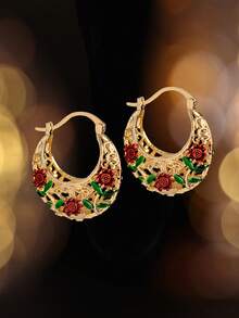 波西米亚风镂空金属不对称耳环，派对、周年纪念礼物、情侣耳环的完美之选