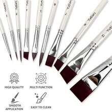 10 pièces Ensemble de pinceaux professionnels pour maquillage de visage - Poils de nylon de qualité, embouts en forme de pétale et ronds, parfaits pour l'embossage et les lignes, manches blancs, parfaits pour les artistes de maquillage de scène et les débutants, pinceaux de maquillage