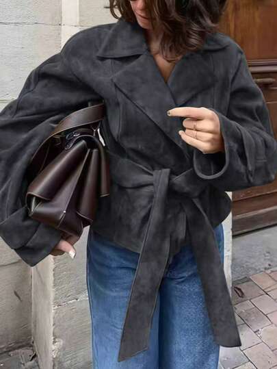 Women's Solid Color Belted Casual Top Spring Vacation