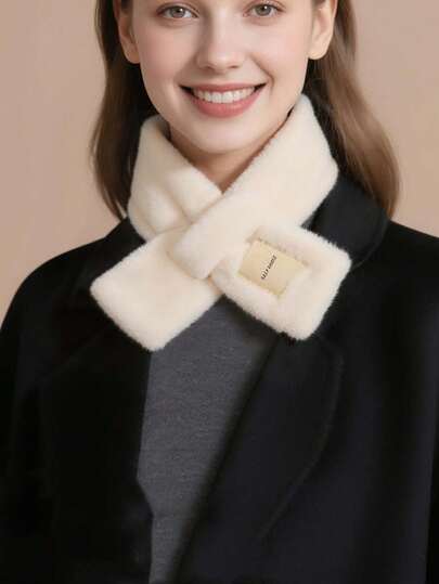 1pc Women's Scarf, Thick Cute Versatile Faux Fur Neck Warmer, Windproof Warm Crossover Snood For Winter