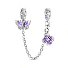 1 pieza Colgante de mariposa morada brillante plateada en plata, adecuado para pulsera, collar, manualidades de joyería, regalo para mujeres