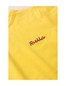 Conjunto Infantil Verão Feminino Pantalona Faella Florido - Amarelo - Amarelo - Visão 4