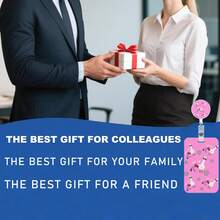 1 Conjunto (Clipe de Crachá + Porta-Cartão) Clipe de Crachá Fofo de Ganso de Pescoço Longo, Porta-Crachá Rosa, Chaveiro Prático, Clipe de Acessórios de Enfermagem com Porta-Cartão de Identificação Vertical, Adequado para Professores, Estudantes, Médicos, Enfermeiros, Funcionários de Escritório, Presente do Dia da Enfermagem (Série Rosa) - Ganso de Pescoço Longo