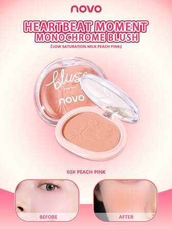 NOVO Highly Pigmented Matte Blush, Natural Puff Up Effect, Brightening, Enhances Complexion, Long-Lasting, Effortless Application For Flawless Makeup Looks, Suitable For Dates And Elegant Makeup