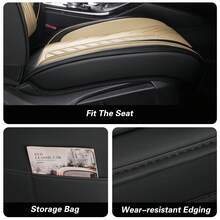 Nappa Leather 5 Seat Luxury Car Seat Covers Full Set Cushion Protector Fit Single Front Seats And Solid Bench 40/60 50/50 60/40 Split Bench Back Universal Fit For Most Cars 4 Season Use - 米色 - 查看 6