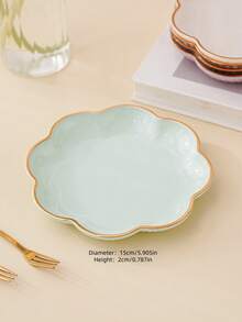 3pcs Novelty Luxury Gilded Floral Design Multi-Purpose Small Trays, Cake/Dessert Plates, Suitable For Halloween, Christmas And Holiday Celebrations