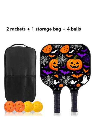1 Set Pumpkin Shaped Pickleball Paddle, Halloween Limited Edition Carbon Fiber Pickleball Racket, Beach Sports Racket