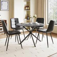 Gray Table + 4PU Black Chair
