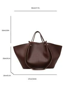 1pc New Korean Style Crinkled Shoulder Bag, Large Capacity Handbag, Lightweight Luxurious Vintage Elegant Tote Bag, Multipurpose Underarm Bag, High-End Fashion Shoulder Bag, Shopping Bag, Work Bag, Niche French Design - Coffee - View 2