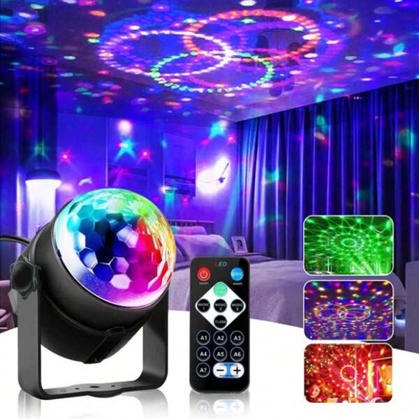 1pc RGB Disco Ball Light - 7 Modes Remote Control, Great For Home Parties, Bars, Karaoke, Weddings & More! Atmosphere Party Magic Ball Light USB Mini Car DJ Lamp LED Home KTV 7 Color Disco Stage Light