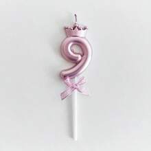 1 件蝴蝶结数字生日蜡烛，适合成人派对或周年纪念的 Ins 风格蛋糕装饰， - 粉色 - 查看 8