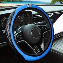 15-Inch Carbon Fiber & PU Leather Steering Wheel Cover – Red And Black Two-Tone Split Design, Elastic Fit Without Inner Ring, Universal Car Interior Upgrade, Durable & Stylish Accessory - Red - View 7