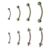 BLISI G23 Solid Titanium Eyebrow Piercing Jewelry, Gokd Black Rose Gold Silver Pink Rainbow Eyebrow Rings 16G Curved Barbell,Tiny Vertical Labret Lip Jewelry Rook Piercing Jewelry For Women And Men{Inchcolor_nameinch:Inch8pcsEyebowPiercing-Rainbowinch} - 8件彩虹眼圈 - 查看 1