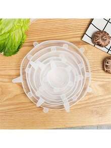 6-Piece Silicone Food Storage Lids, Elastic Bowl Covers For Dustproofing, Fruit Preservation Sealing Lids, Universal Food Storage Lids, Reusable Storage Bowl Lids, Multi-Size Fruit And Vegetable Preservation Lids - trắng - Xem 2